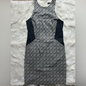 Banana Republic Geometric Print Sheath Dress Navy White Colorblock Work Chic